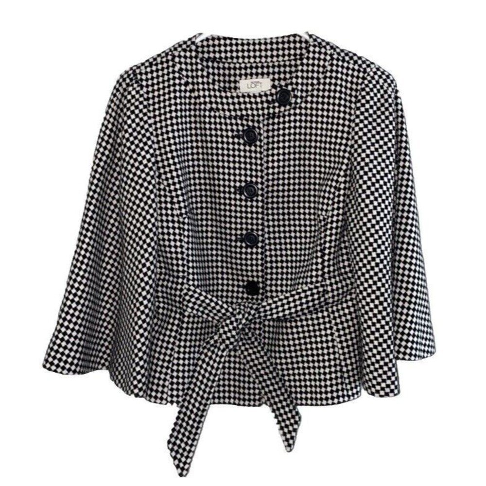 Ann Taylor Loft Black and White Checkered Jacket Size 6